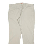 DICKIES Womens Cotton Blend Beige Regular Fit Straight Leg Trousers W36 L30 Zip