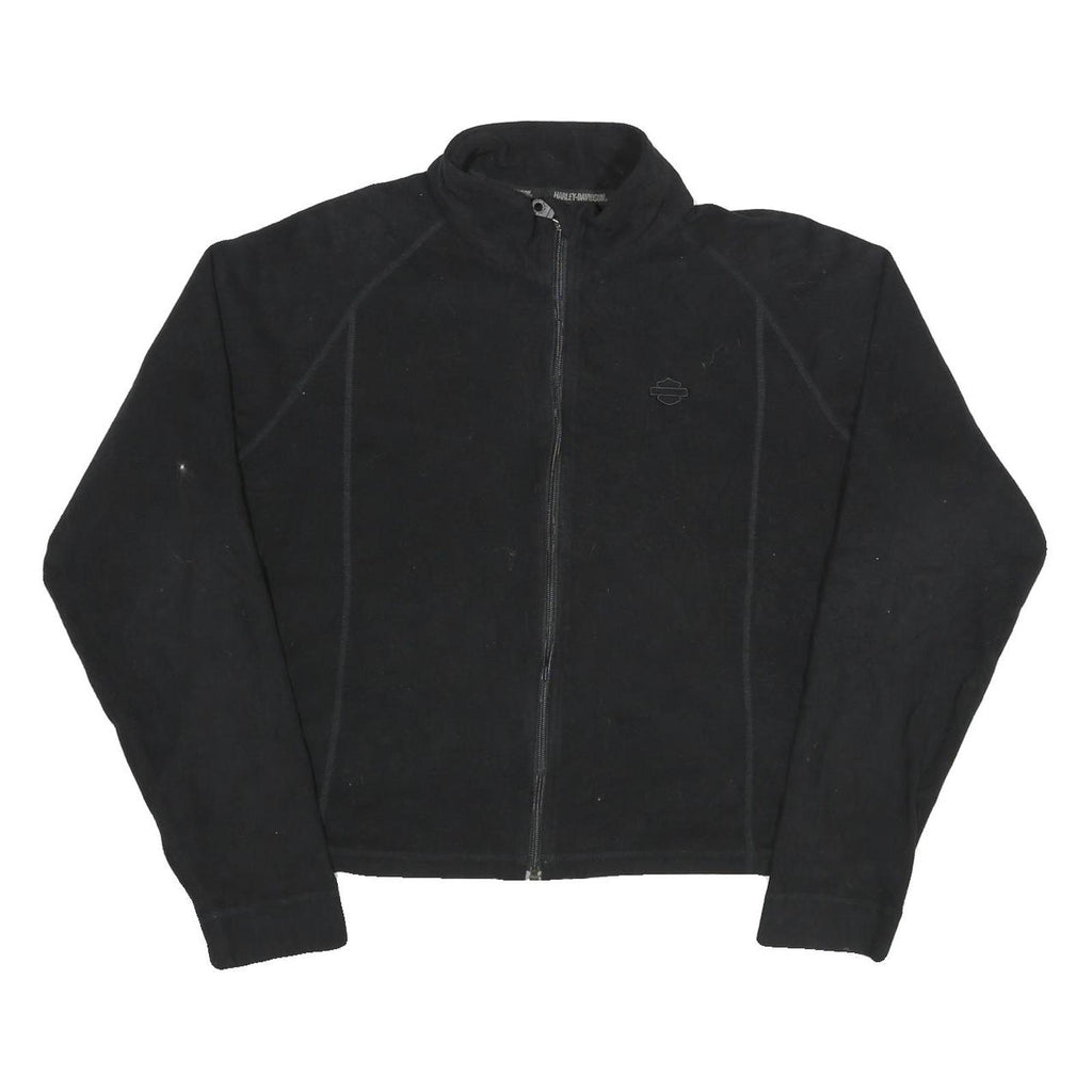 HARLEY DAVIDSON Womens Black Zip Jacket 2XL Polyester Plain Casual Biker Style
