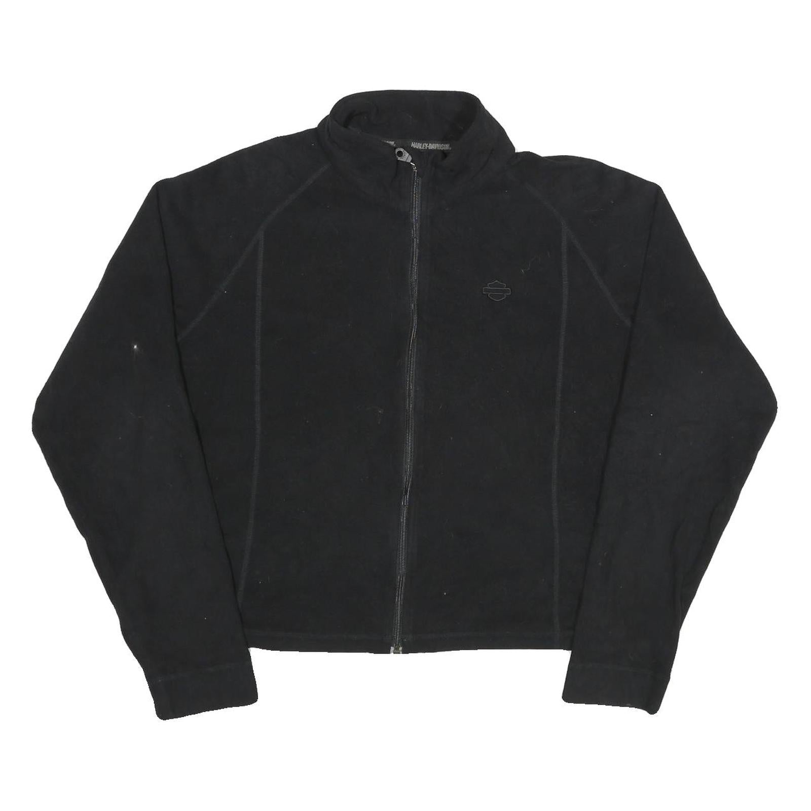 HARLEY DAVIDSON Womens Black Zip Jacket 2XL Polyester Plain Casual Biker Style