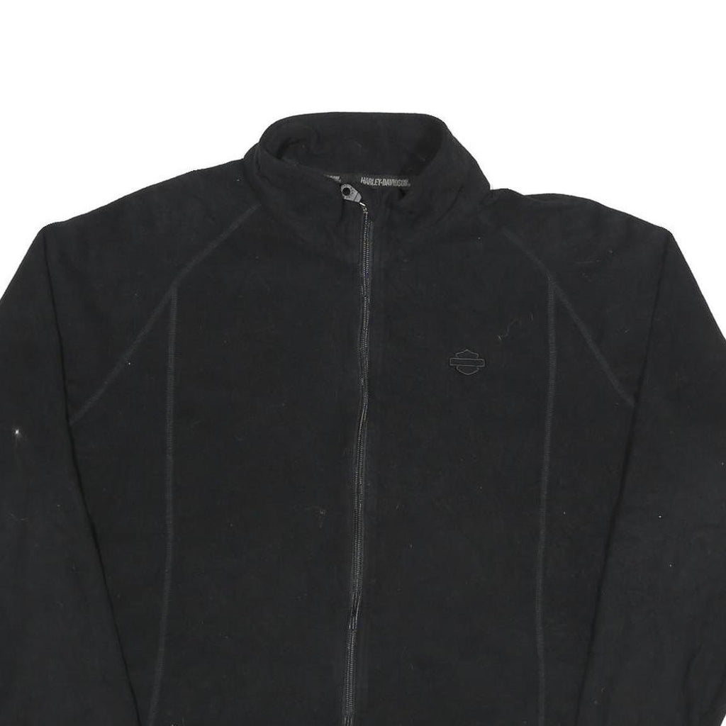 HARLEY DAVIDSON Womens Black Zip Jacket 2XL Polyester Plain Casual Biker Style