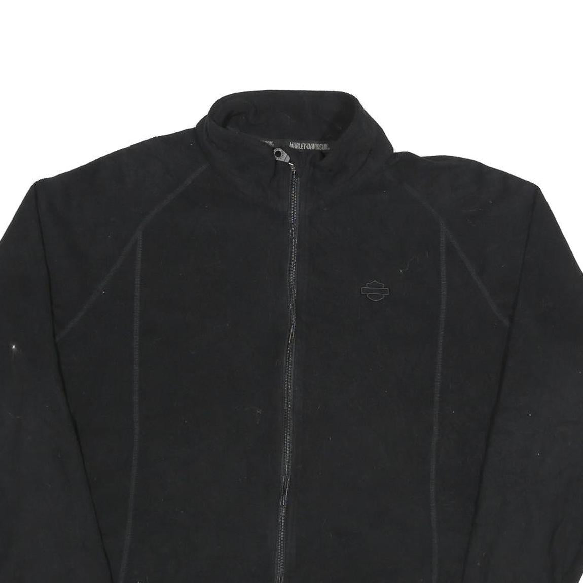 HARLEY DAVIDSON Womens Black Zip Jacket 2XL Polyester Plain Casual Biker Style