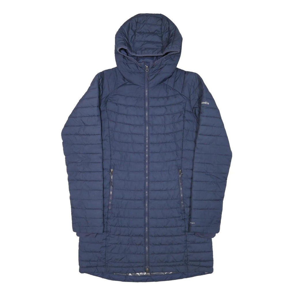 COLUMBIA Womens Blue Hooded Zip Jacket S Polyester Blend Quilted Outdoor Warm