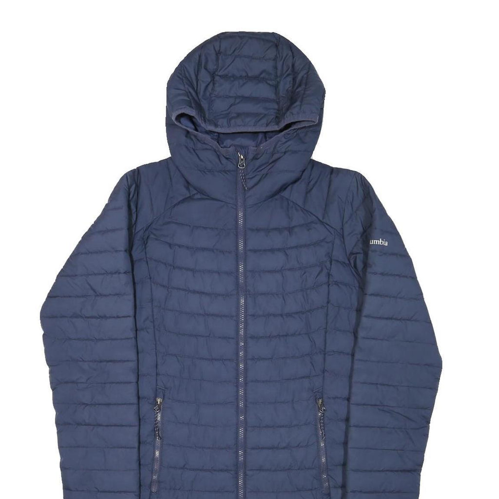 COLUMBIA Womens Blue Hooded Zip Jacket S Polyester Blend Quilted Outdoor Warm