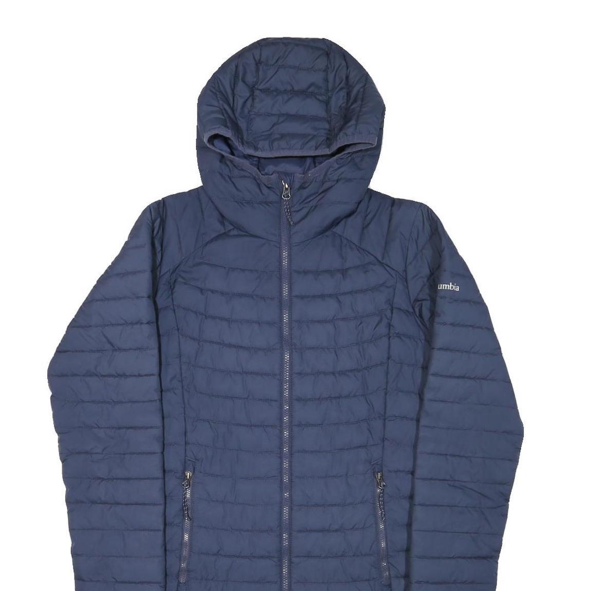 COLUMBIA Womens Blue Hooded Zip Jacket S Polyester Blend Quilted Outdoor Warm