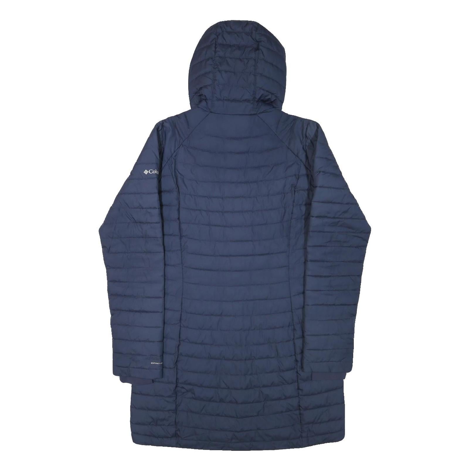 COLUMBIA Womens Blue Hooded Zip Jacket S Polyester Blend Quilted Outdoor Warm