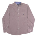 CHAPS Mens Maroon & White Check Shirt 2XL Button Down Collar Long Sleeve