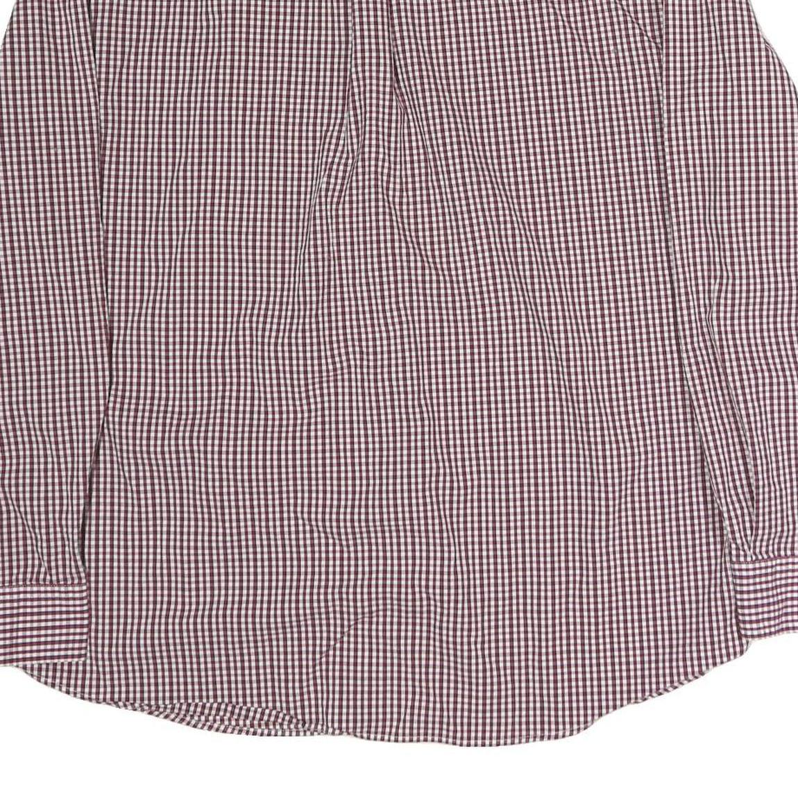 CHAPS Mens Maroon & White Check Shirt 2XL Button Down Collar Long Sleeve
