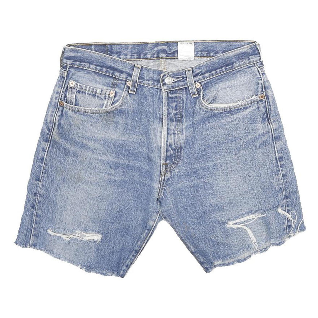 LEVI'S Mens Denim Blue Casual Shorts M W32 Distressed Cut-Off