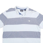 CHAPS Mens Blue & White Striped Short Sleeve Polo Shirt XL Casual Cotton