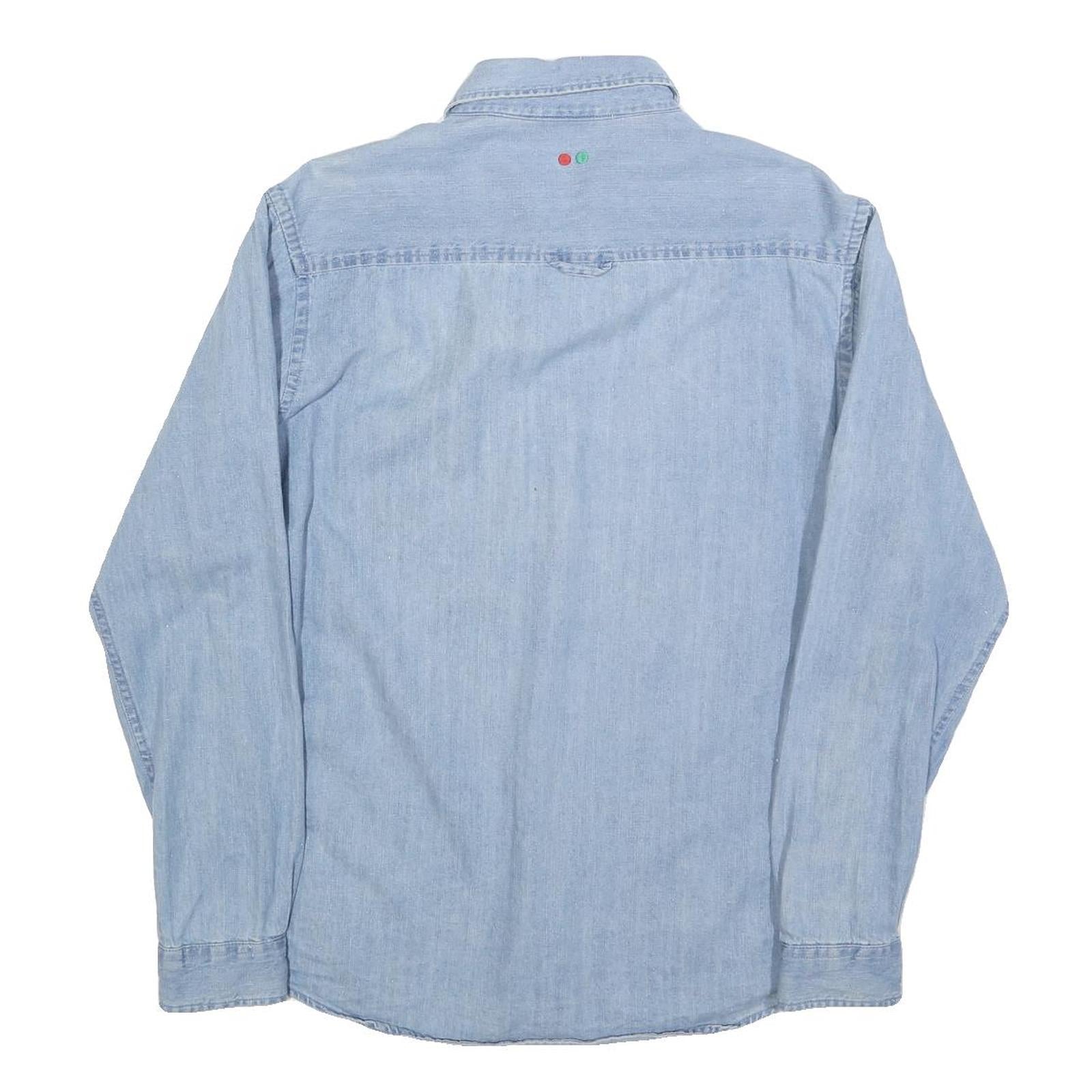 KICKERS Mens Blue Denim Shirt L Classic Cotton Long Sleeve Casual