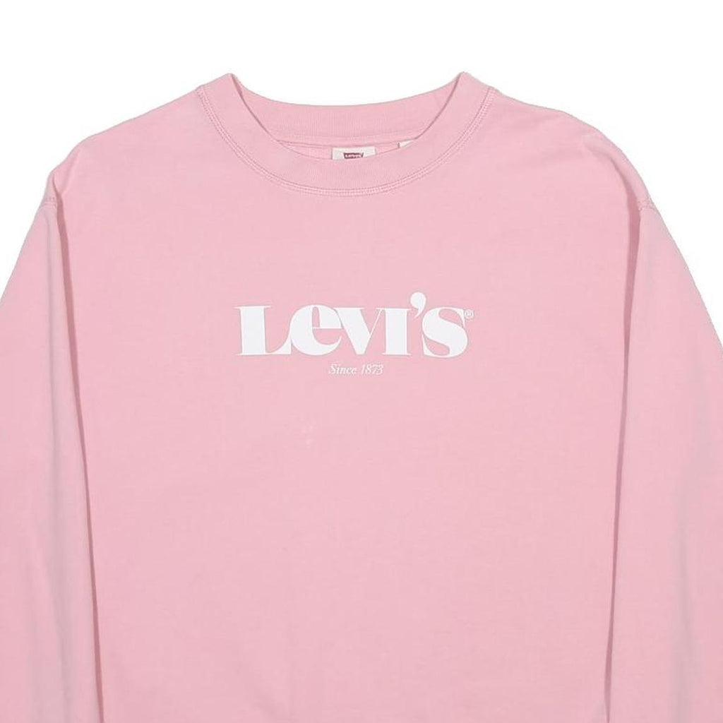 LEVIS Womens Pink Crew Neck XS Cotton Blend Logo Sweatshirt Pullover Casual