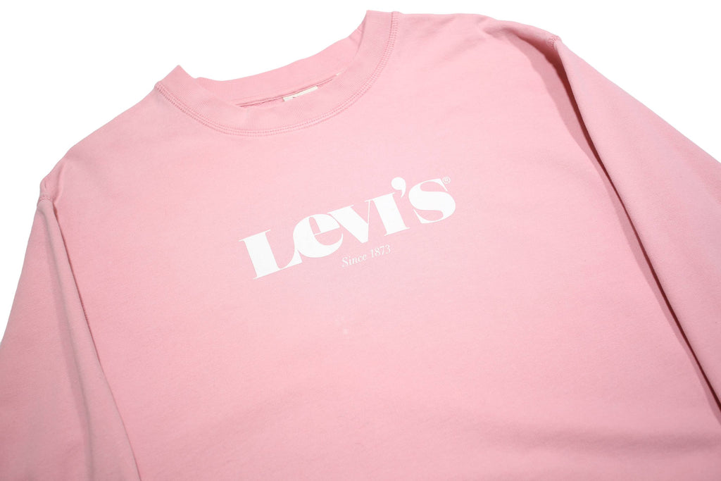 LEVIS Womens Pink Crew Neck XS Cotton Blend Logo Sweatshirt Pullover Casual