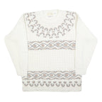 BELLDINI Womens White Patterned Wool Blend Jumper Crew Neck Basic Knit M Stylish