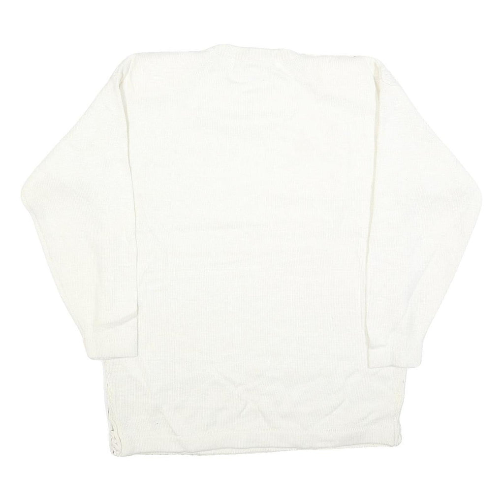 BELLDINI Womens White Patterned Wool Blend Jumper Crew Neck Basic Knit M Stylish