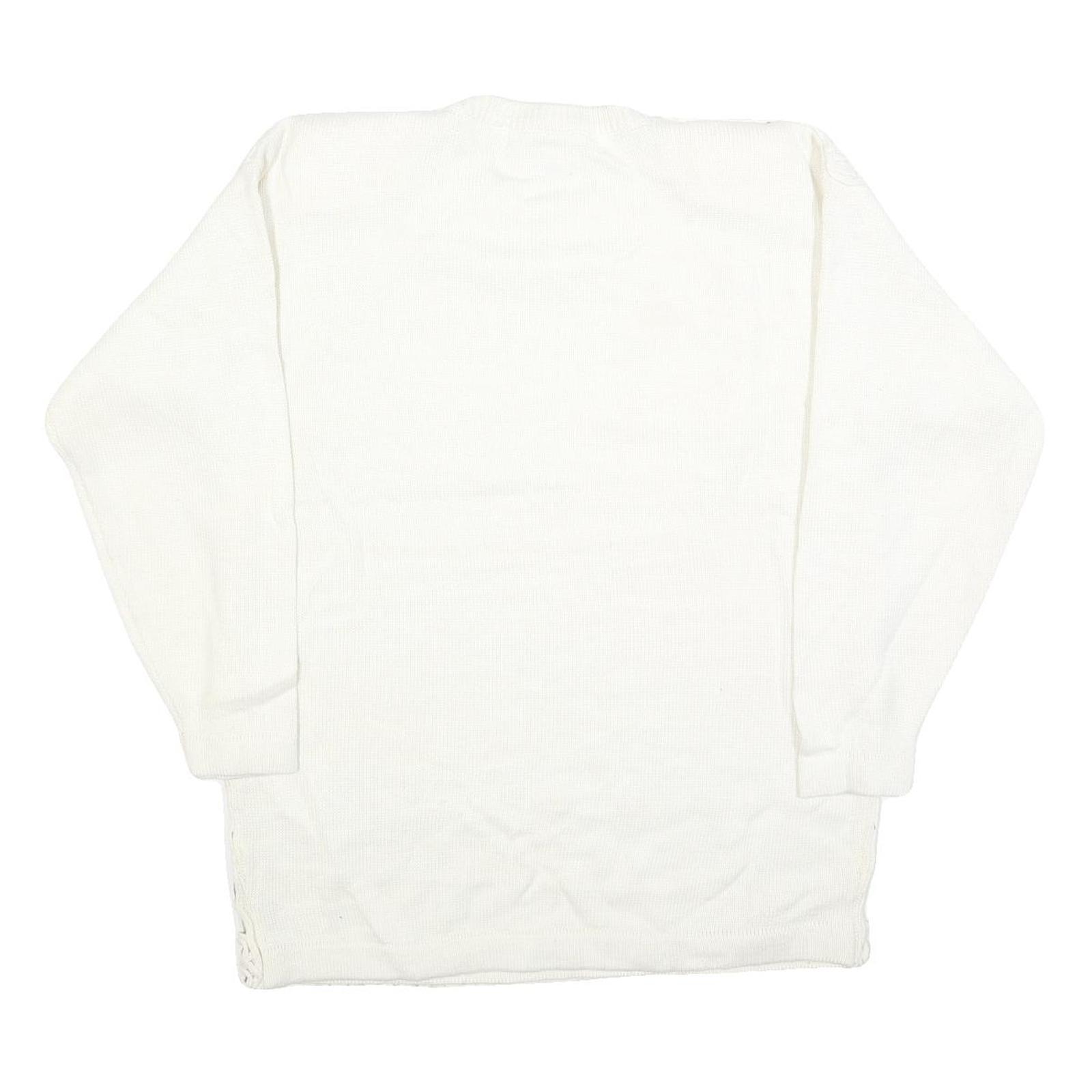 BELLDINI Womens White Patterned Wool Blend Jumper Crew Neck Basic Knit M Stylish