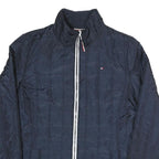 TOMMY HILFIGER Womens Navy Blue Quilted Polyester Blend Jacket L Zip Casual