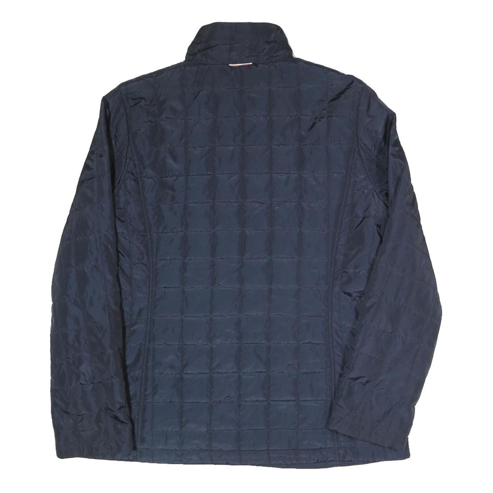 TOMMY HILFIGER Womens Navy Blue Quilted Polyester Blend Jacket L Zip Casual