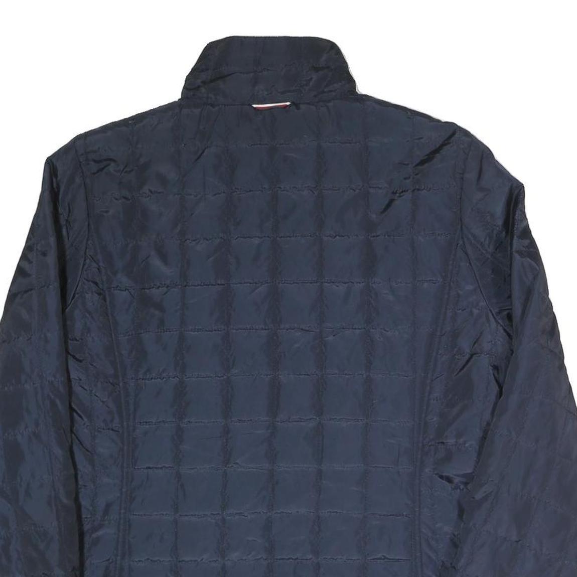 TOMMY HILFIGER Womens Navy Blue Quilted Polyester Blend Jacket L Zip Casual