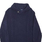 TOMMY HILFIGER Womens Navy & Burgundy Patterned Jumper Roll Neck Cable Knit M