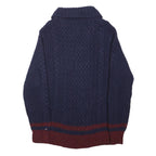 TOMMY HILFIGER Womens Navy & Burgundy Patterned Jumper Roll Neck Cable Knit M