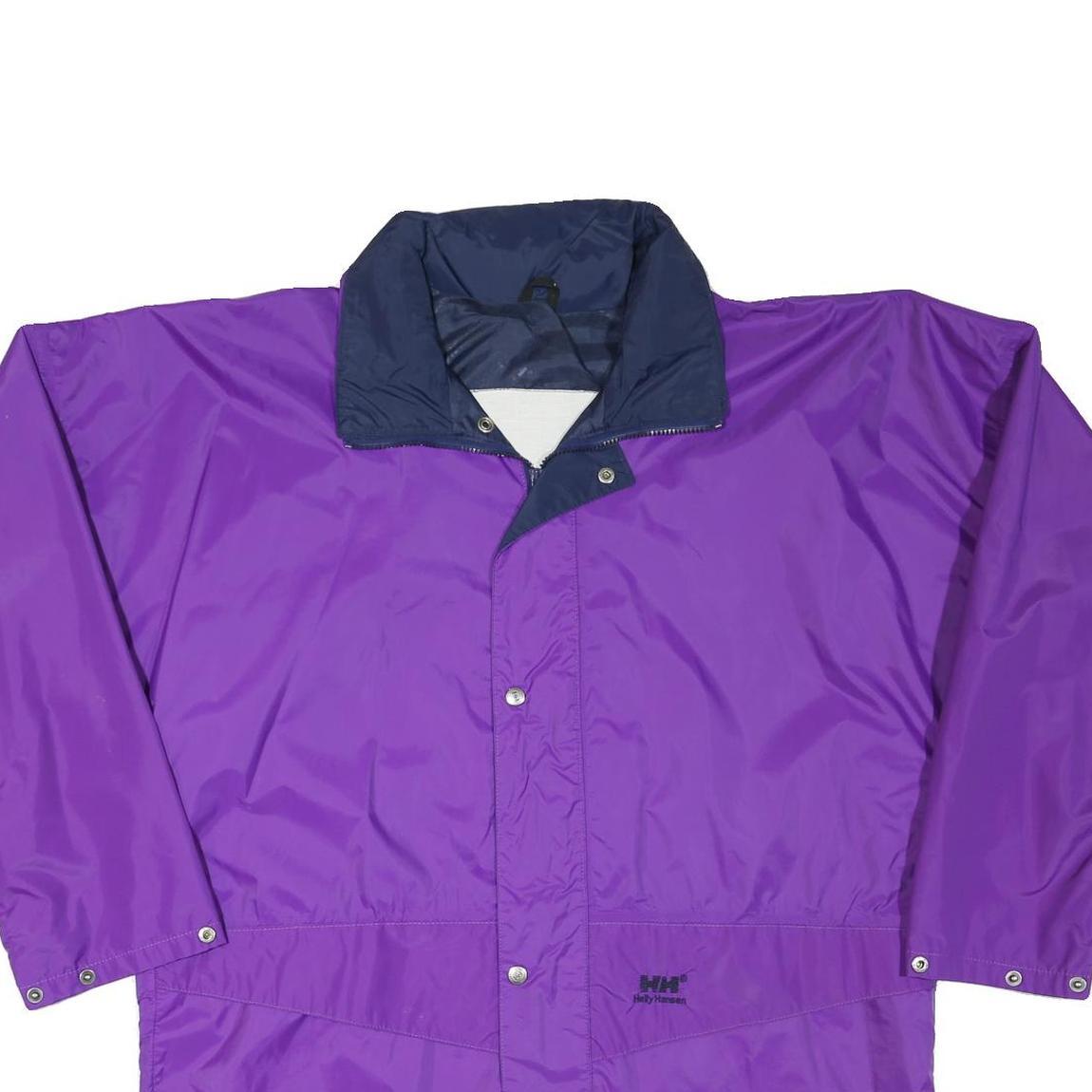HELLY HANSEN Mens Purple & Navy Outdoor Jacket XL Polyester Blend Plain Water