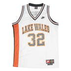 NIKE Mens White & Orange Lake Wales Basketball Jersey M Sleeveless V-Neck