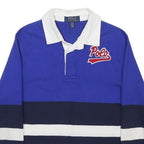 POLO RALPH LAUREN Boys Blue & White Cotton Blend Long Sleeve Striped M Polo