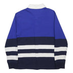 POLO RALPH LAUREN Boys Blue & White Cotton Blend Long Sleeve Striped M Polo