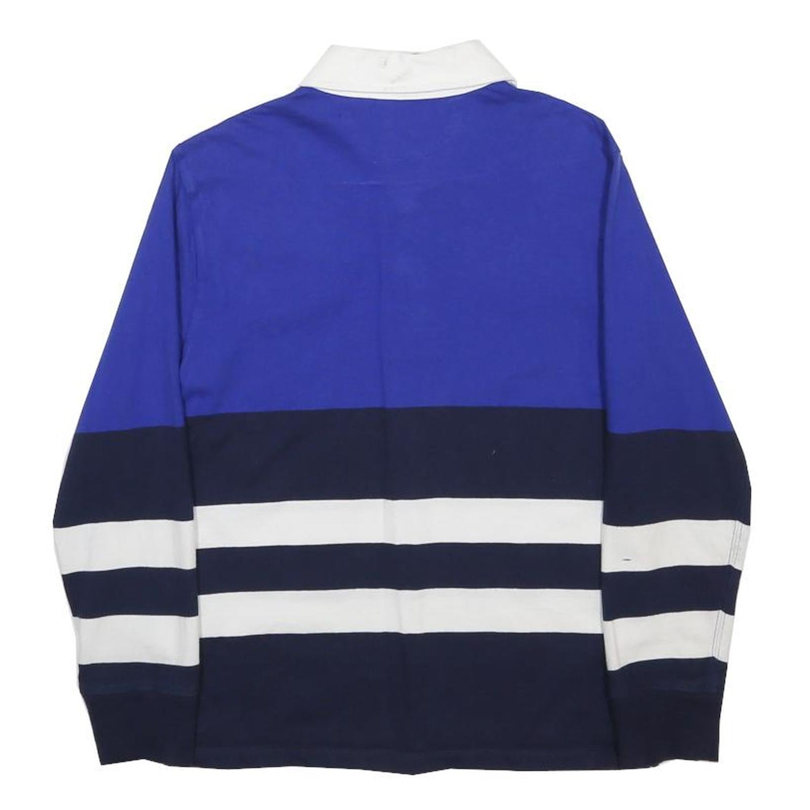 POLO RALPH LAUREN Boys Blue & White Cotton Blend Long Sleeve Striped M Polo