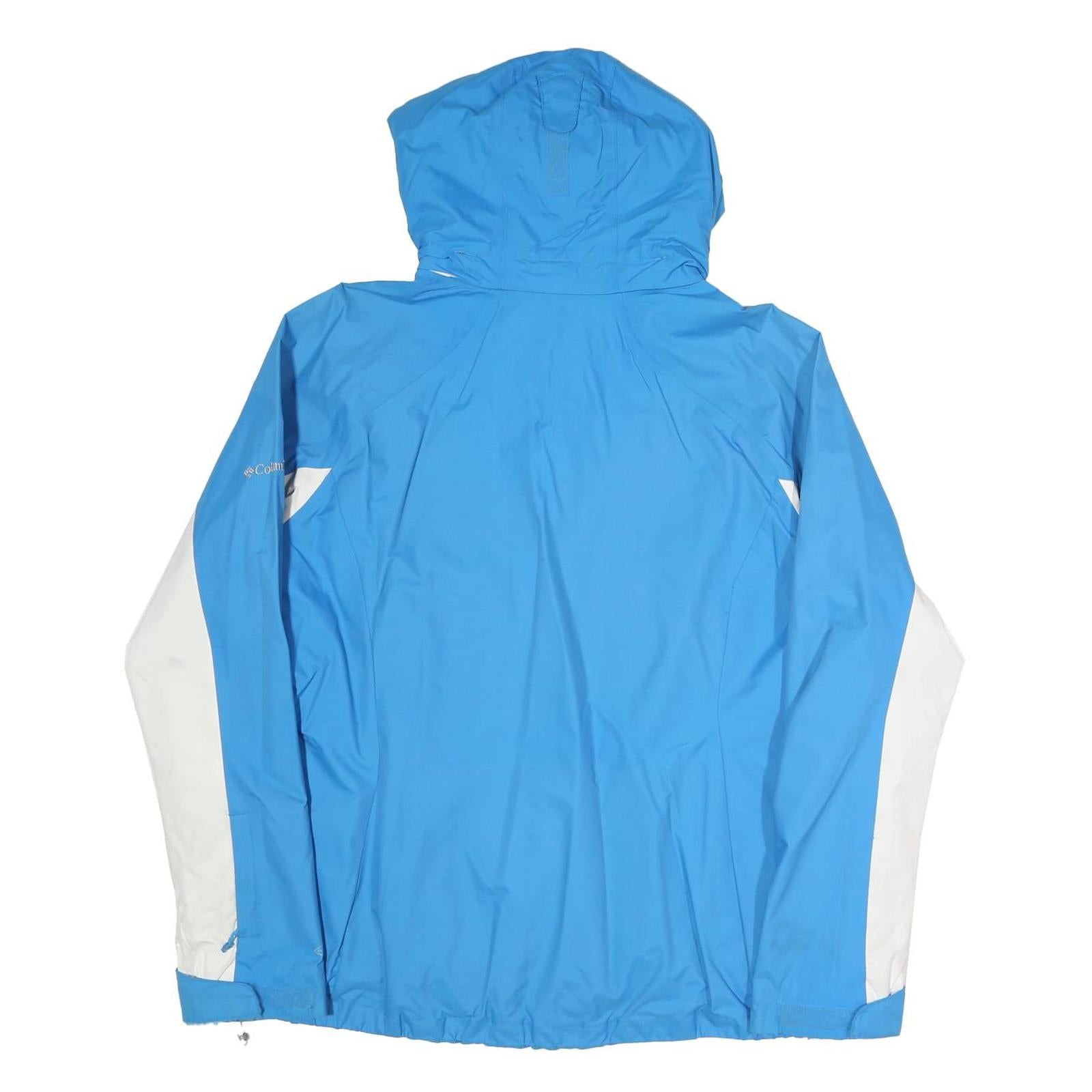 COLUMBIA Womens Blue & White Outdoor Jacket XL Polyester Blend Zip Hooded Plain