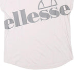 ELLESSE Womens White Grey Logo Graphic T-Shirt UK 12 Short Sleeve Crew Neck