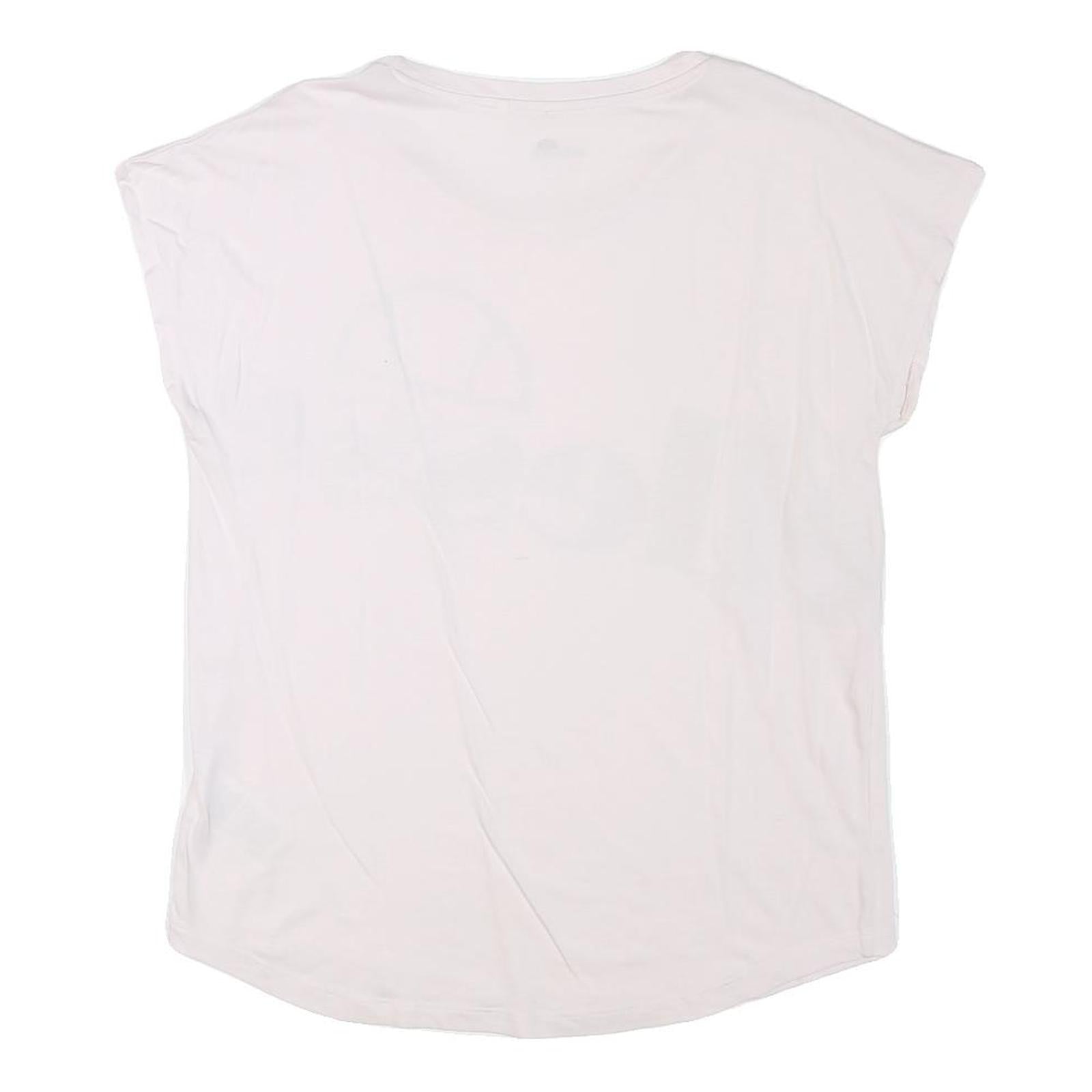 ELLESSE Womens White Grey Logo Graphic T-Shirt UK 12 Short Sleeve Crew Neck