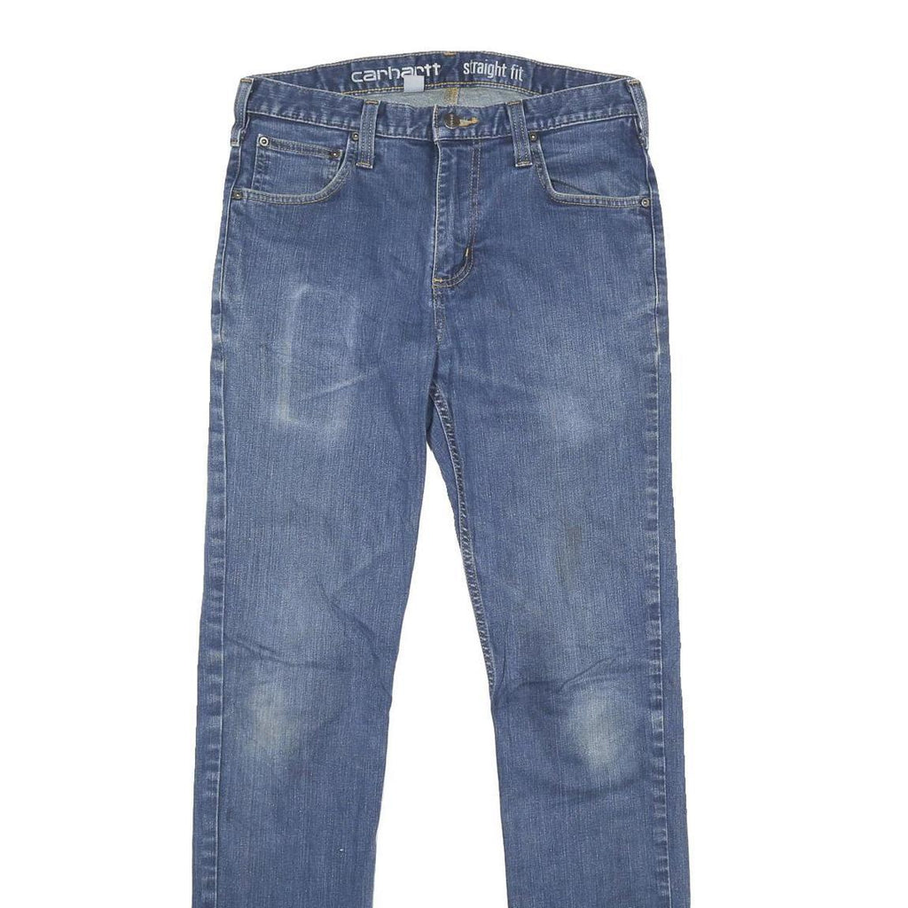 CARHARTT Mens Jeans Blue Regular Straight Denim Rinse W31 L34 Zip Closure