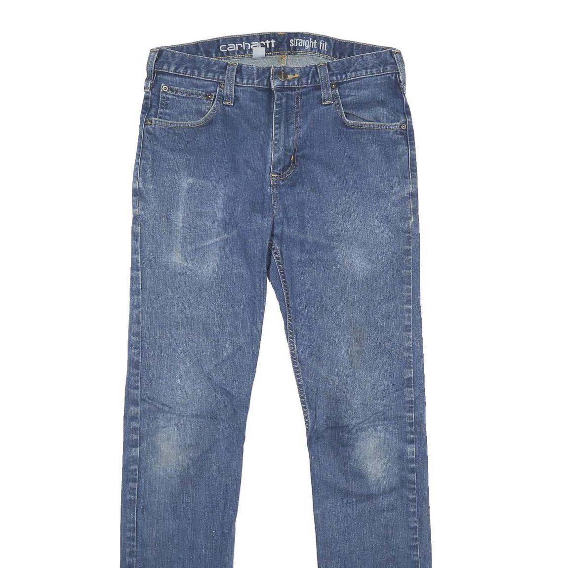 CARHARTT Mens Jeans Blue Regular Straight Denim Rinse W31 L34 Zip Closure