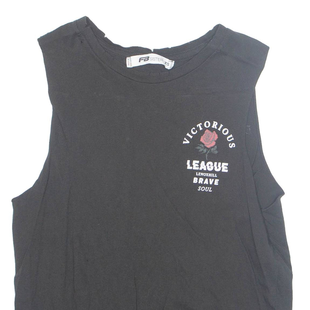 FB SISTER Brave Soul Womens Printed Vest Black Sleeveless XS