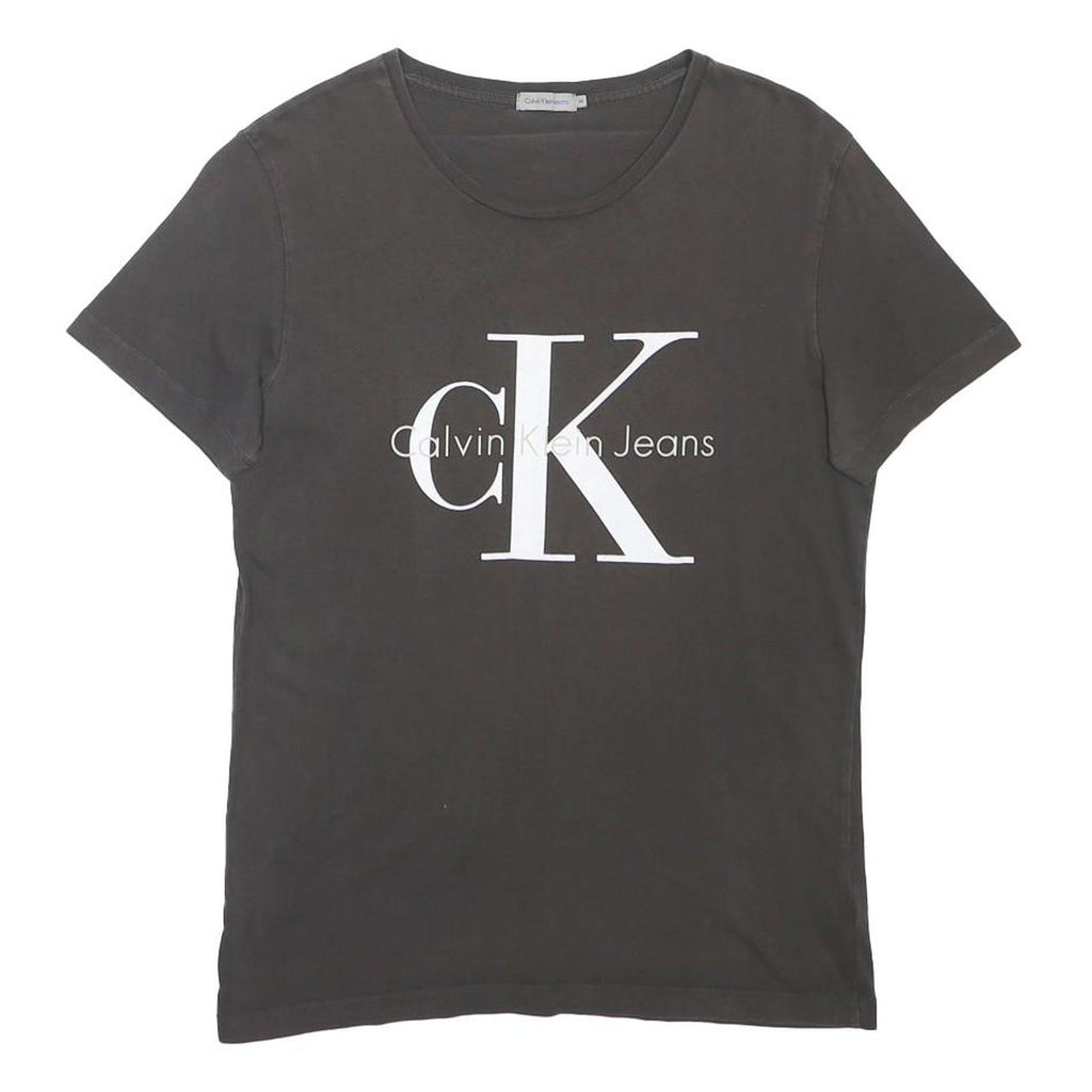 CALVIN KLEIN JEANS Mens Black Graphic T-Shirt M Short Sleeve Crew Neck Logo