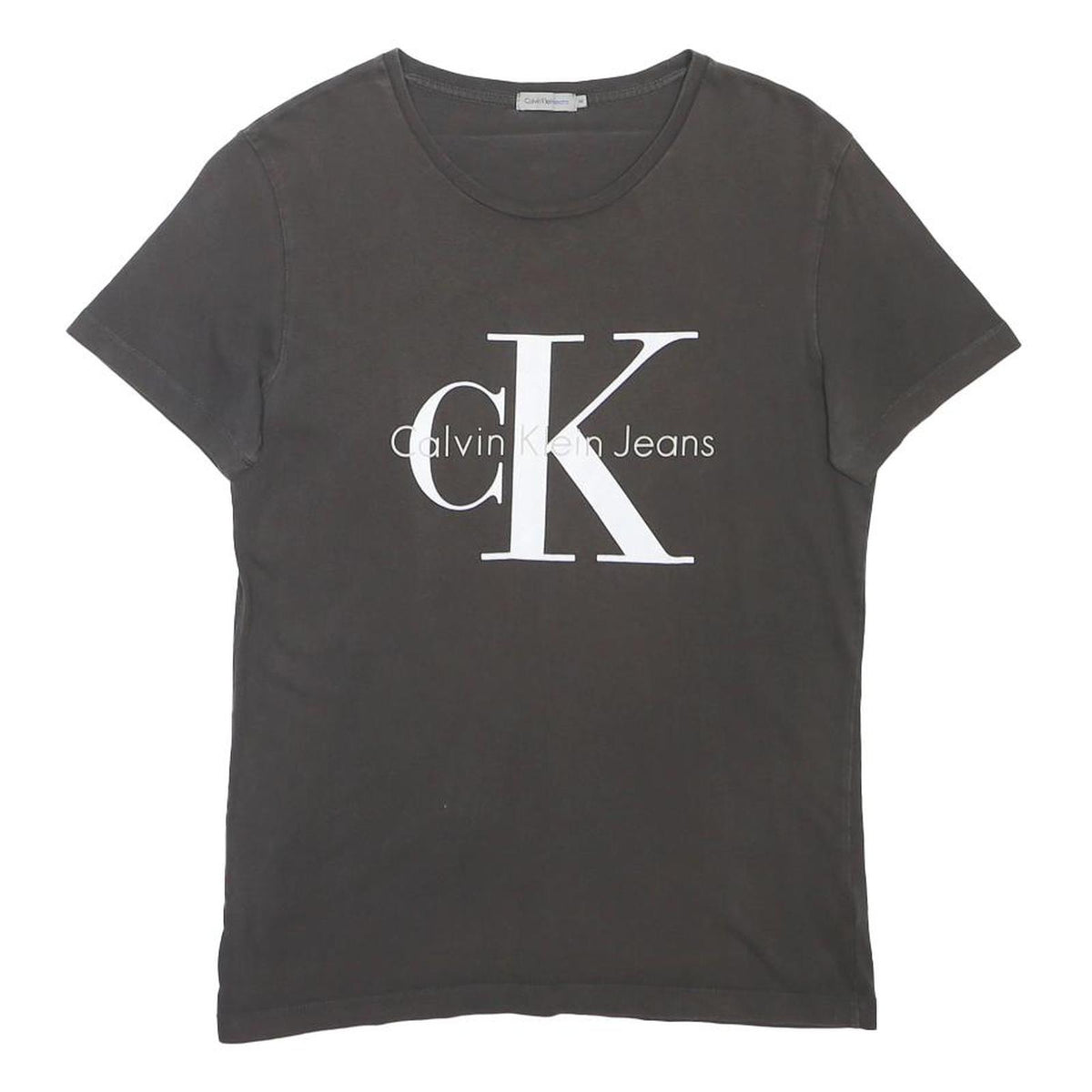 CALVIN KLEIN JEANS Mens Black Graphic T-Shirt M Short Sleeve Crew Neck Logo