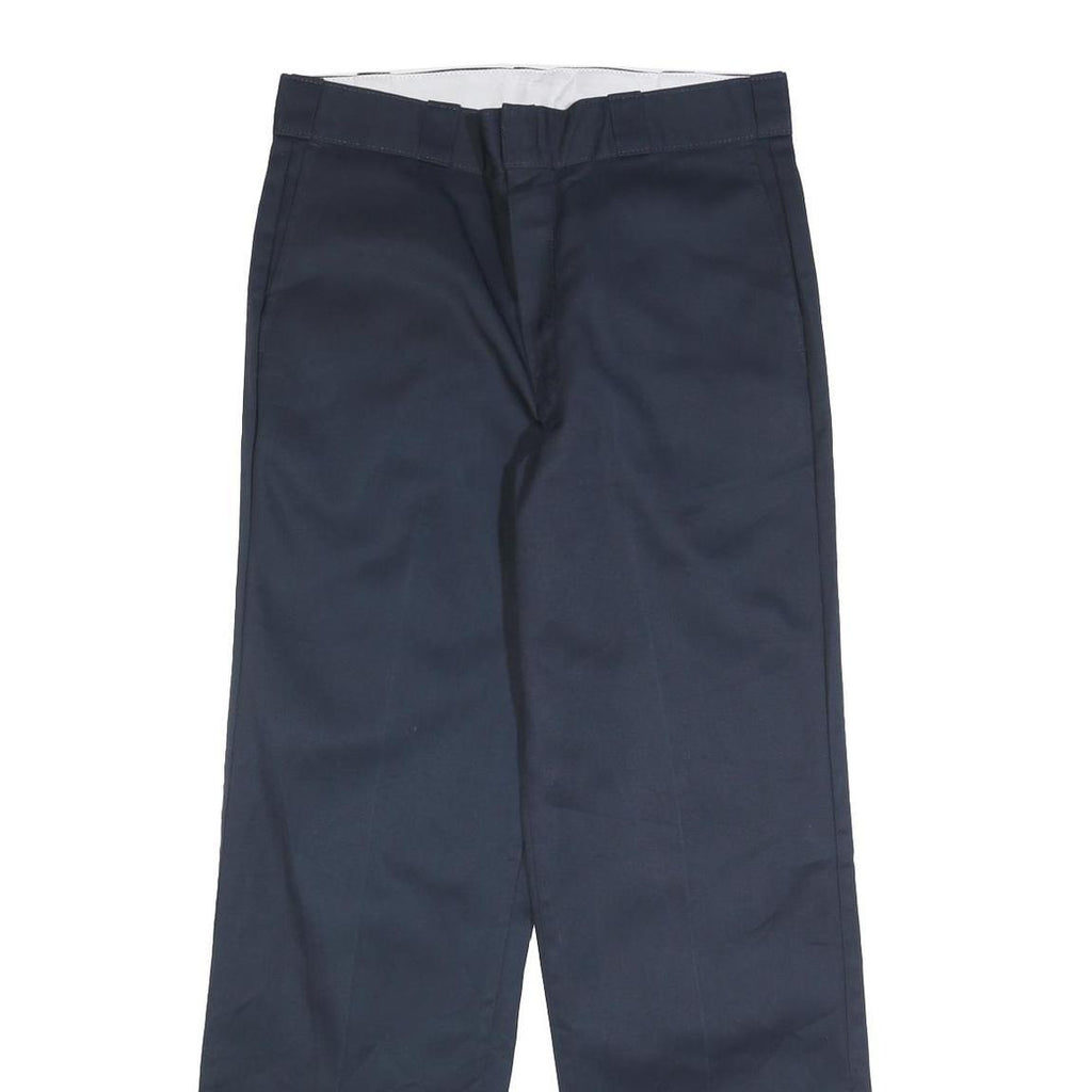 DICKIES Mens Cotton Blend Navy Regular Fit Straight Leg Trousers W34 L32
