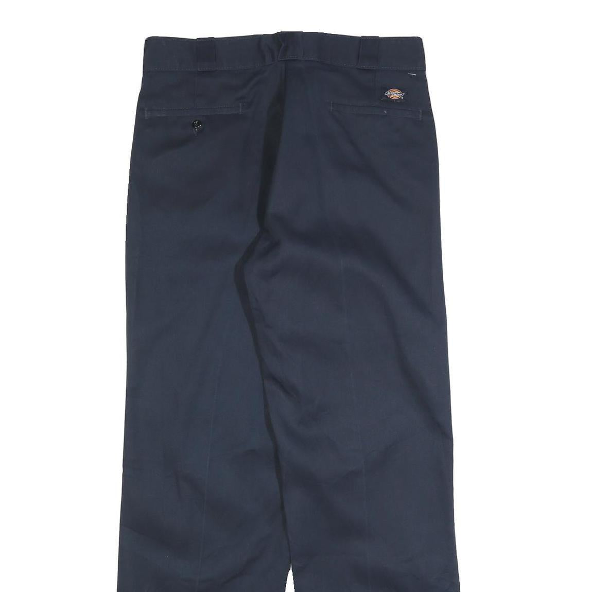 DICKIES Mens Cotton Blend Navy Regular Fit Straight Leg Trousers W34 L32