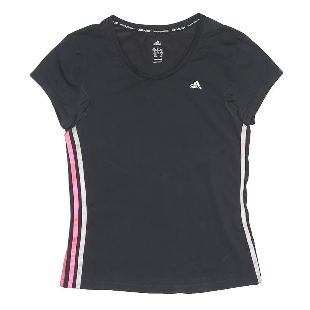 ADIDAS Womens Black & Pink Modern T-Shirt M Short Sleeve Round Neck Climacool