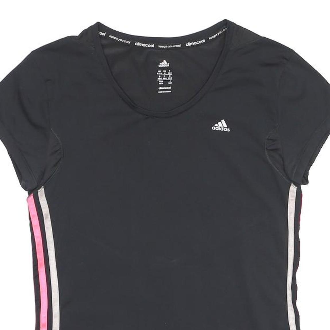 ADIDAS Womens Black & Pink Modern T-Shirt M Short Sleeve Round Neck Climacool