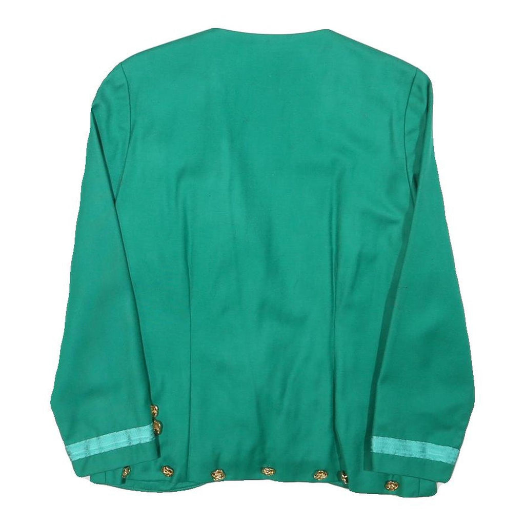 Womens Green Button Cotton Blend Button Jacket XS Plain Classic Formal