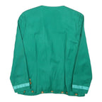 Womens Green Button Cotton Blend Button Jacket XS Plain Classic Formal