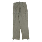 Mens Regular Fit Button Closure Beige Cotton Blend Cargo Trousers W30 L30 Casual