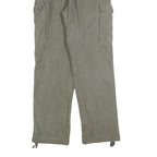 Mens Regular Fit Button Closure Beige Cotton Blend Cargo Trousers W30 L30 Casual