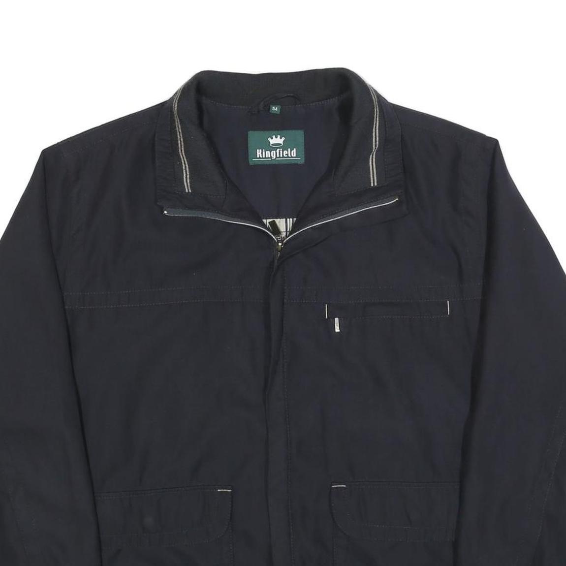 KINGFIELD Mens Black Cotton Blend Jacket L Zip Classic Style Comfortable Pockets