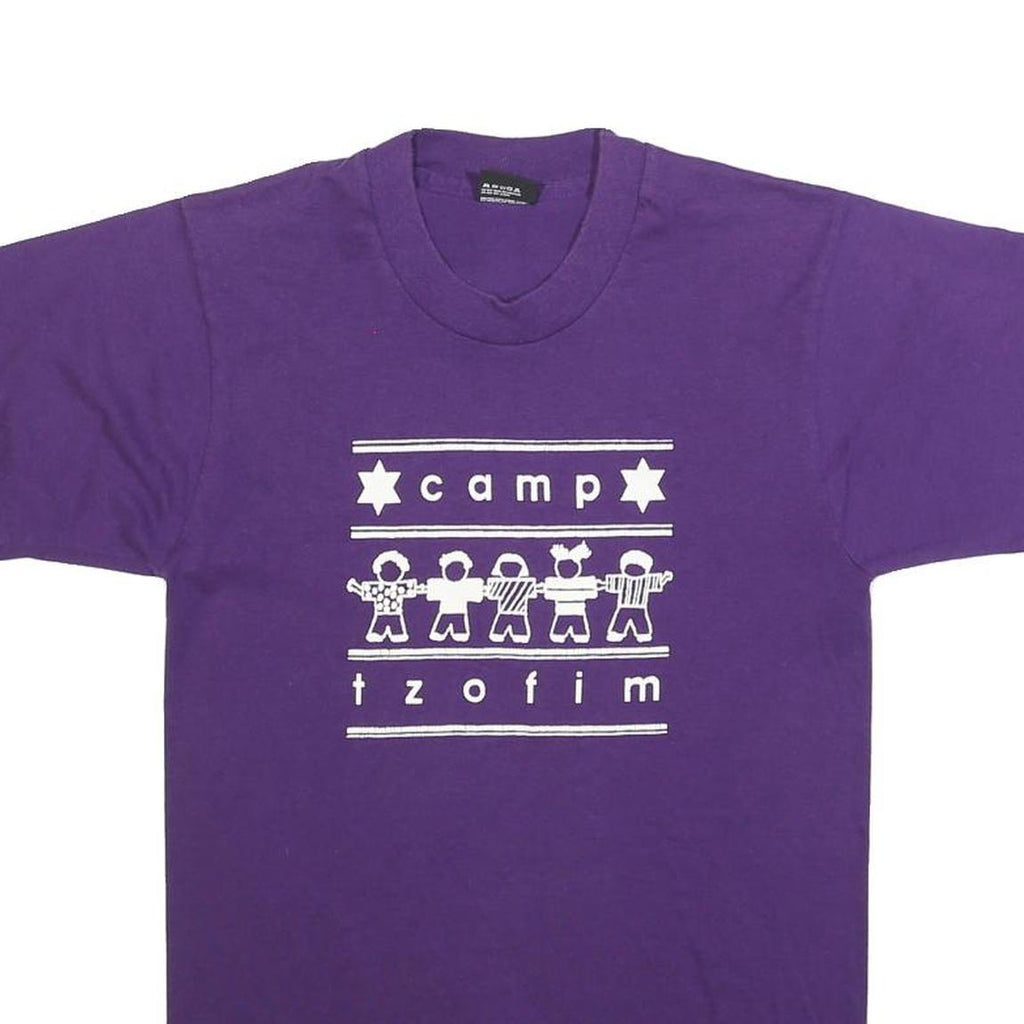 SCREEN STARS BEST Mens Purple Graphic T-Shirt S Short Sleeve Crew Neck Fun Print