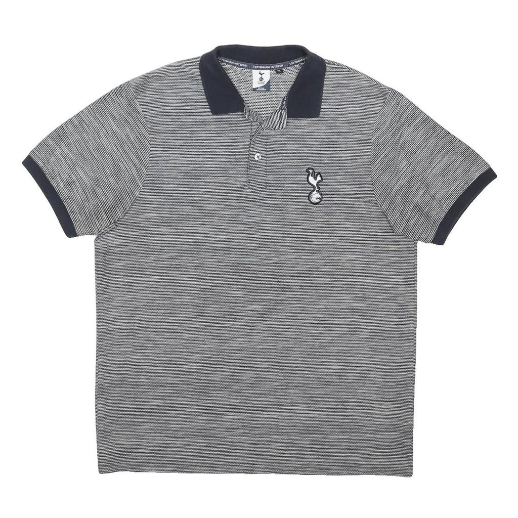 TOTTENHAM HOTSPURS Mens Blue & White Striped Short Sleeve Polo Shirt XL Cotton