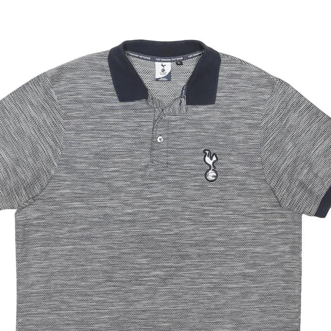 TOTTENHAM HOTSPURS Mens Blue & White Striped Short Sleeve Polo Shirt XL Cotton