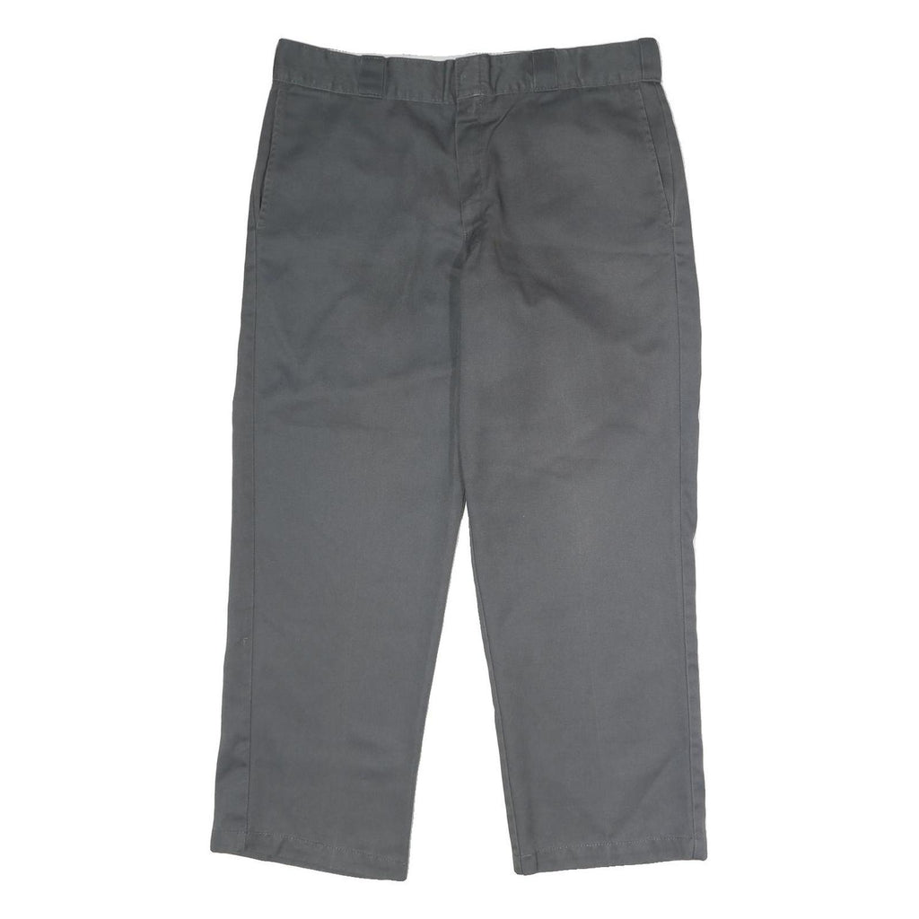 DICKIES Mens Polyester Blend Classic Grey W36 L28 Workwear Trousers Zip Closure